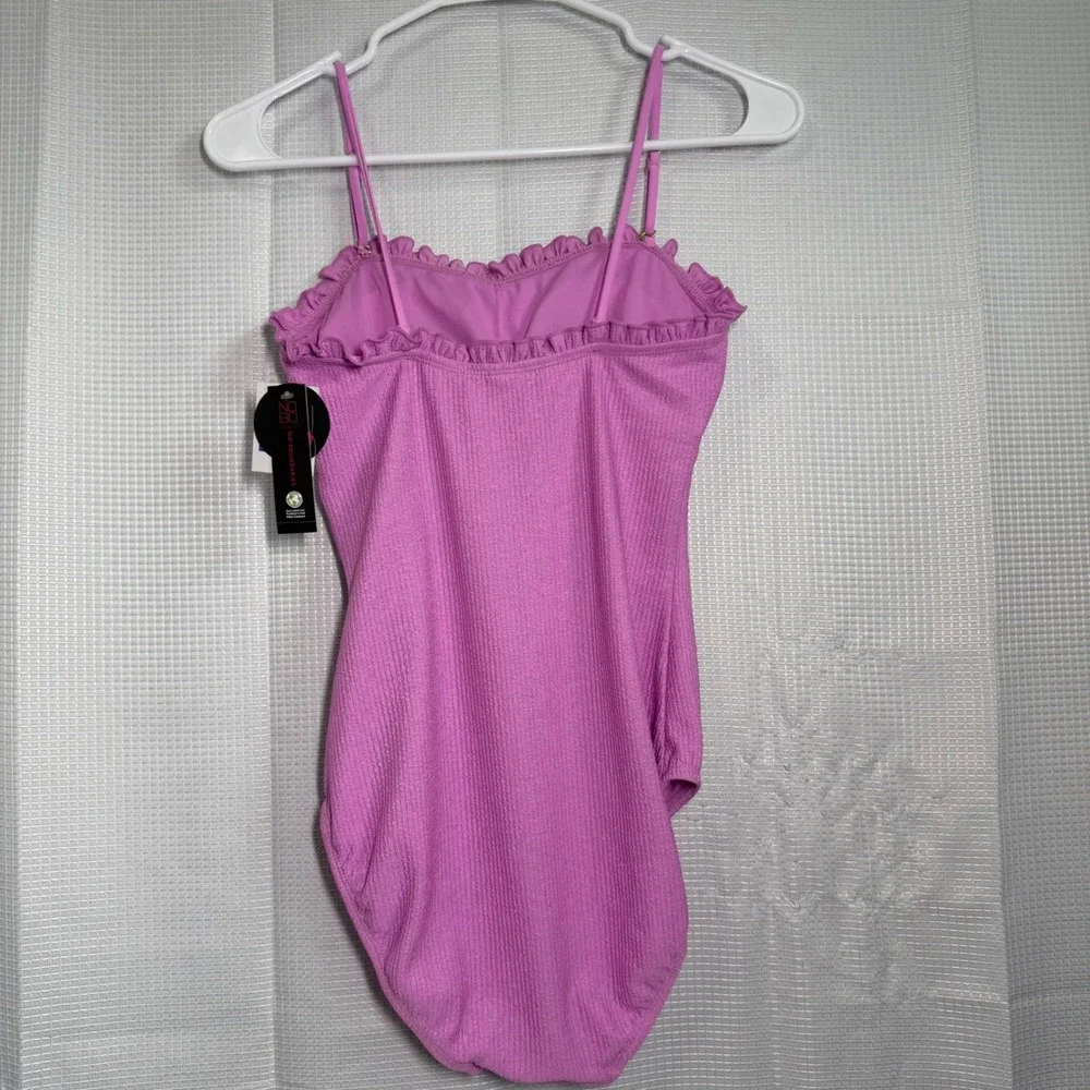 No Boundaries One Piece Swimsuit S‎ (3-5) Purple Ruffle Textured Swimwear